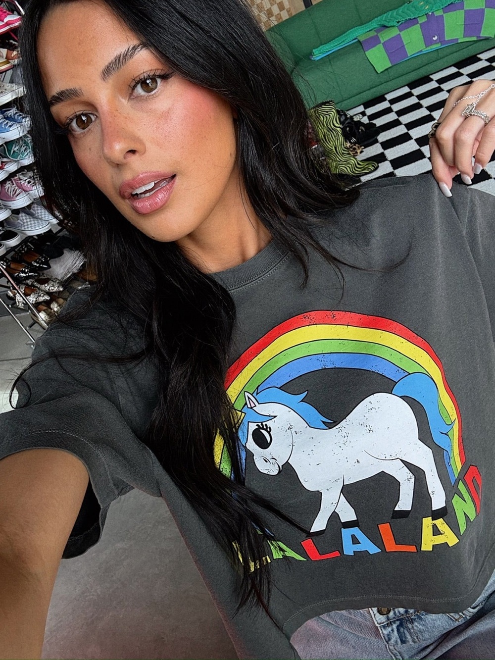 Dressed in LALA Greetings From Lalaland Unicorn Boxy Tee - L/XL